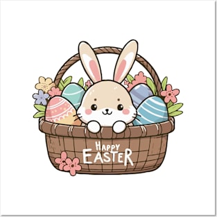 Bunny Easter Basket Posters and Art